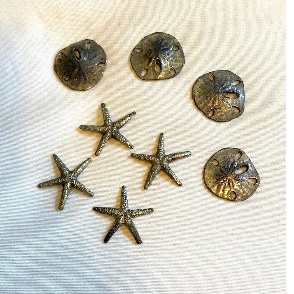 Vintage Metzke Pewter Star Fish & Sand Dollar Pieces Lot of 8- 4 of each m
